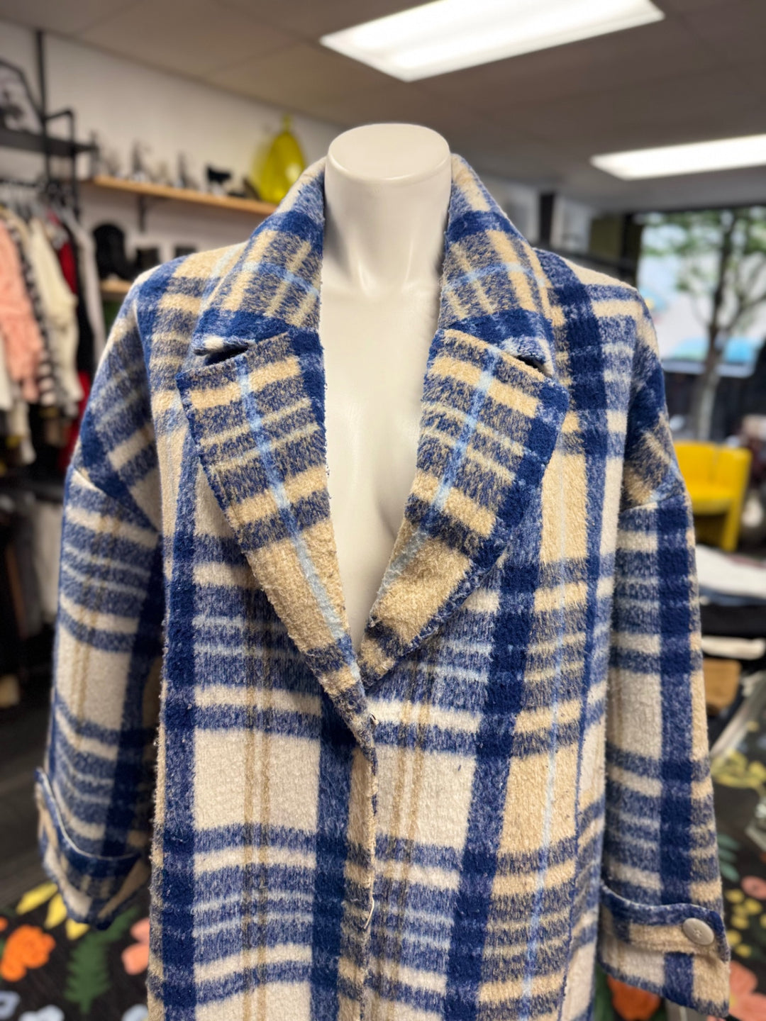 Boohoo Women’s Coat (18 Beige & Blue)