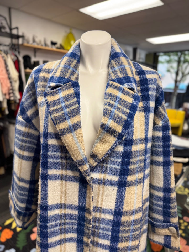 Boohoo Women’s Coat (18 Beige & Blue)