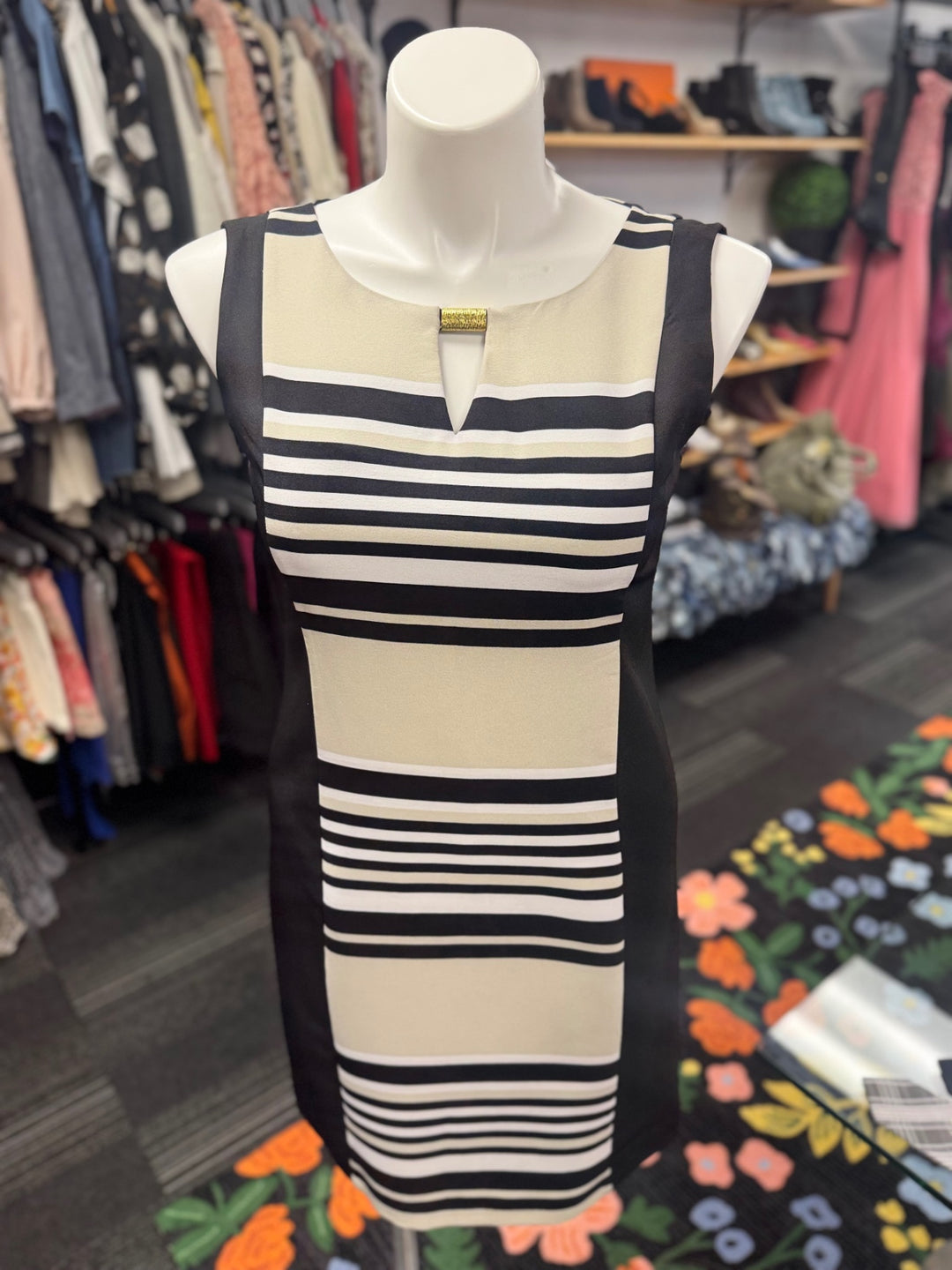 Emma & Michele Women's Dress (12 Blk/Wht/Biege)
