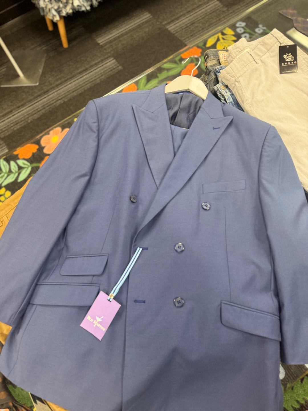 Blu Martini 2pc Men’s Suit (48R Blue)